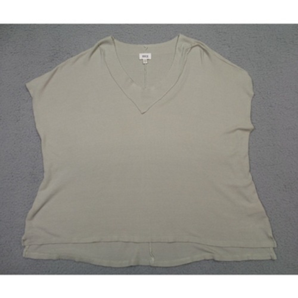 BKE Womens Top Size Small Gray‎ Oversized Raw Edge Thermal Sleeveless V-Neck